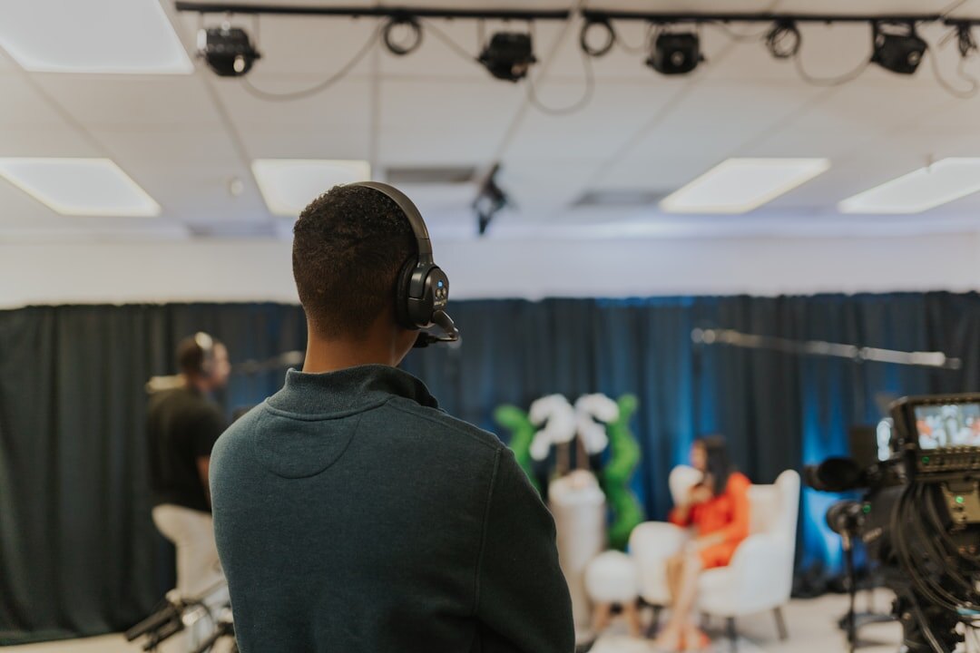 Presenter rehearsing a live broadcast segment